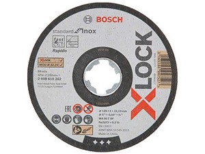 Круг отрезной 125х1.0x22.2 мм для нерж. стали X-LOCK Standard for Inox BOSCH (прямой, подходит для всех типов УШМ)