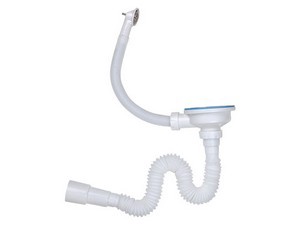 Сифон 3 1/2" гофрированный, с круглым переливом, пластиковый винт 45мм, выход 40/50, NOVA