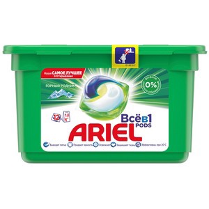 ARIEL Авт Гель СМС жидк. в растворимых капсулах Liquid Capsules Горный родник 12X25.2г