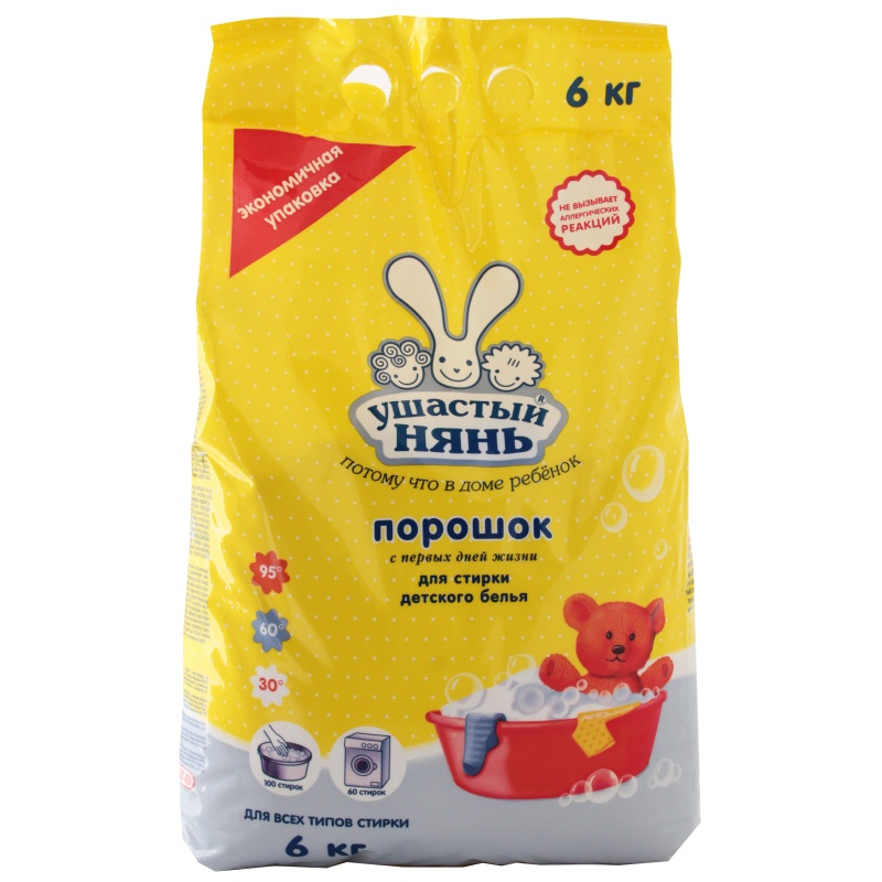 Средство для стирки детского белья порошкообразное, 6 кг Ушатый нянь