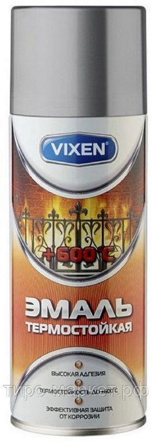 VIXEN Эмаль термостойкая, серебристая, аэрозоль, 520мл