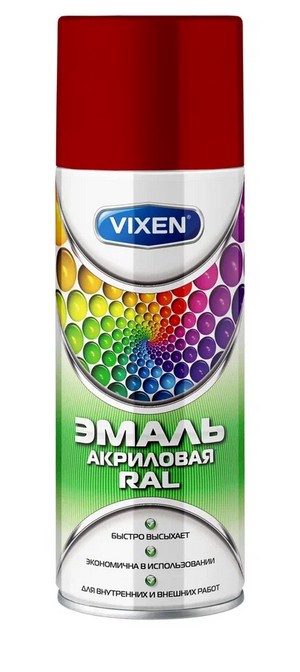 VIXEN Эмаль универсальная RAL, сигнальный красный (RAL 3001), аэрозоль, 520мл
