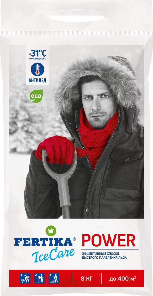 Реагент противогололедный Фертика ICECARE POWER -30°C 8 кг. 