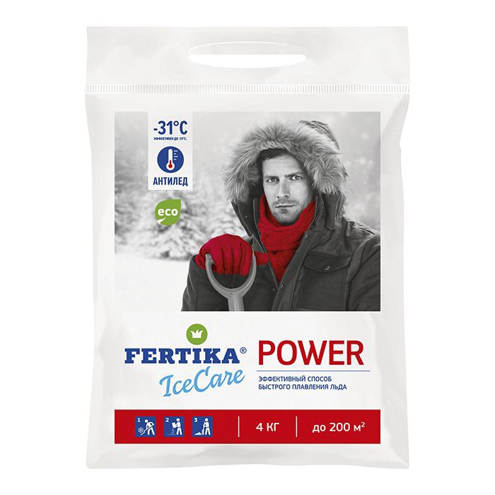 Реагент противогололедный Фертика ICECARE POWER -30°C 4 кг.