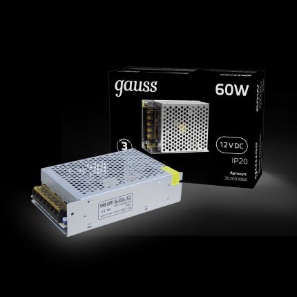 Блок питания Gauss 60W, 12V, IP20 арт. 202003060" 