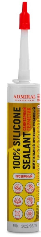 Герметик силиконовый Адмирал Санитар (без запаха) прозрачный 280 мл.