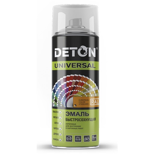 Эмаль акриловая DETON UNIVERSAL RAL 9004 черный сигнальный 0,52л аэрозоль 