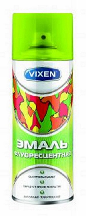 VIXEN Эмаль флуоресцентная, зеленый флуоресцентный, аэрозоль, 520мл