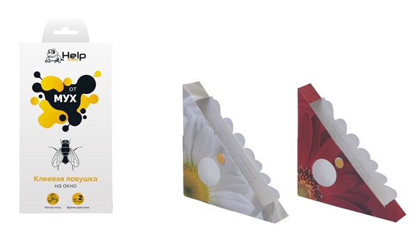 Клеевая оконная ловушка от мух, 2 шт., HELP