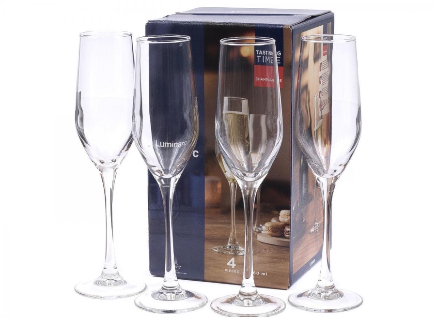 Набор бокалов для шампанского стекл. Tasting time, Champagne 160 мл 4 шт арт. P6818