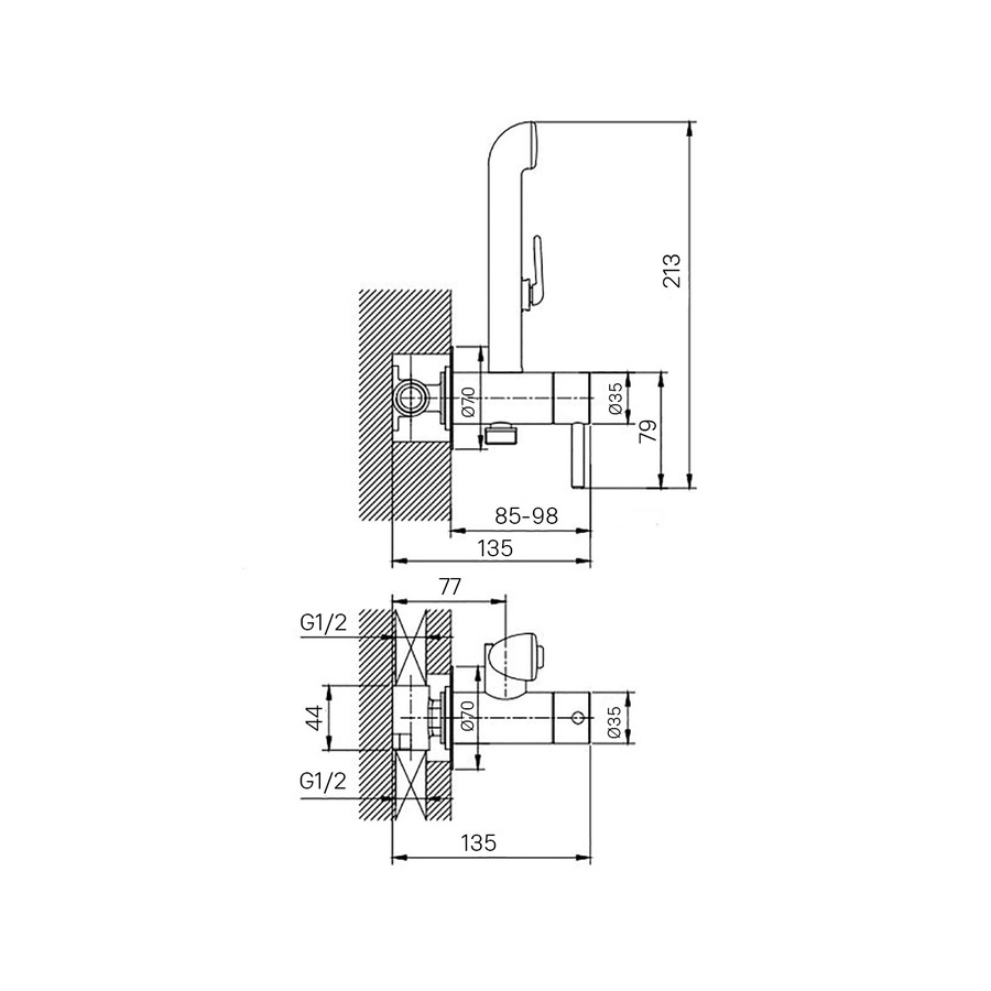 Смеситель встраиваемый с гигиеническим душем Tidy Milardo арт. 001SBR0M08 СБ-00009728 