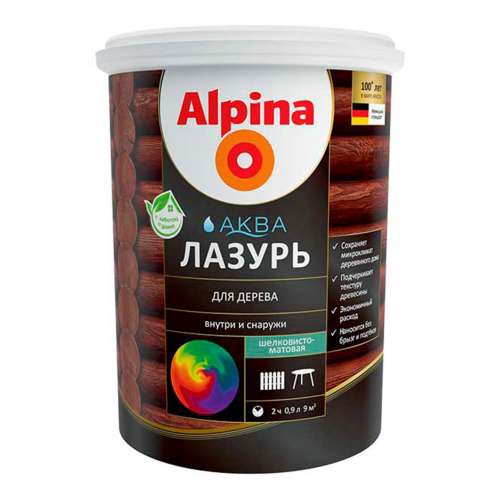 Лак акриловый водно-дисперсионный Alpina Аква Лазурь для дерева, палисандр  2,5 л