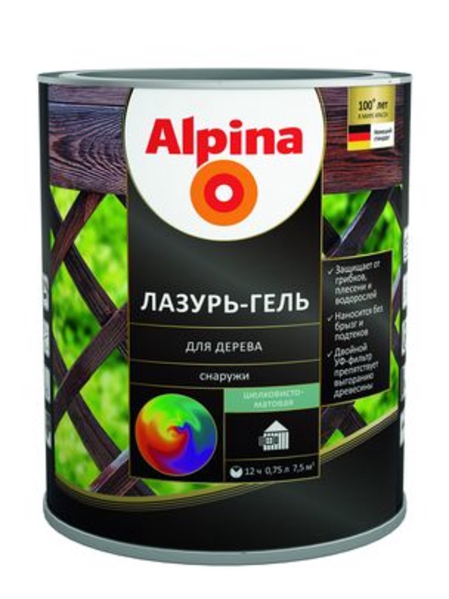 Средство защитно - декоративное Альпина Лазурь-гель для дерева тик 2,5 л