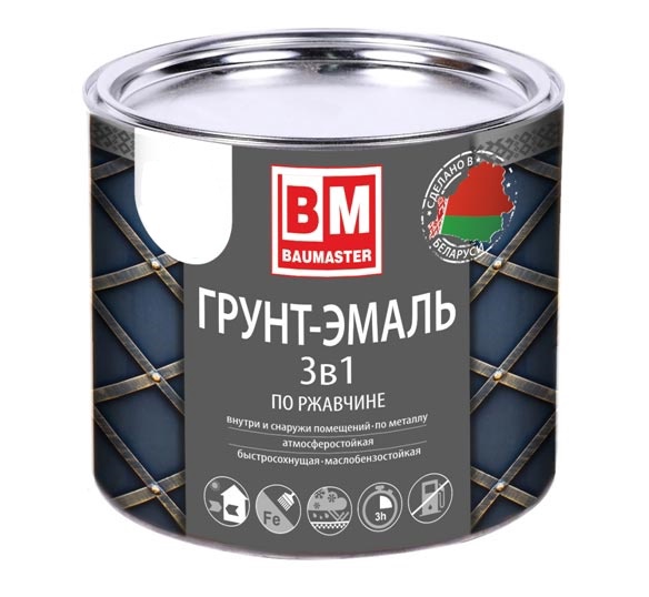 Грунт-эмаль по ржавчине 3 В 1 “BAUMASTER” синяя RAL 5005 1,6 кг