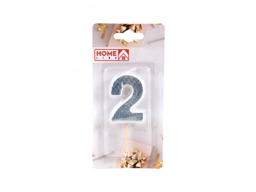 Свеча для торта, цифра "2" 3,5х5 см. арт. DY0010-7/2 