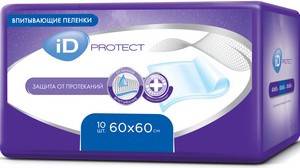 iD пеленки медицинские одноразовые впитывающие Protect 60х60 10 шт
