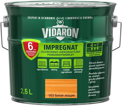 Пропитка для дерева Vidaron Impregnat белая акация V03 2,5л