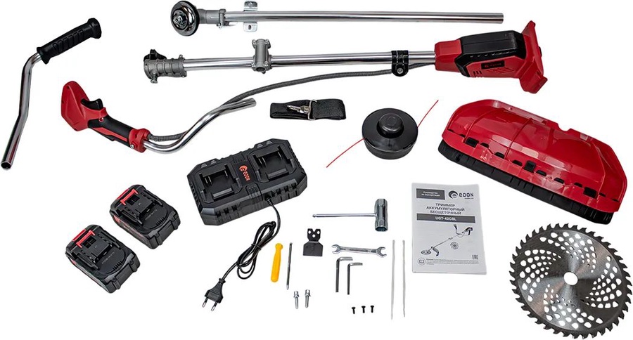 Триммер аккумуляторный EDON UGT-42СBL 42В (21+21) Li-Ion 2х4Ач арт. 49782 