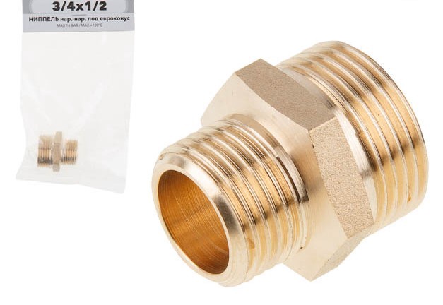 Ниппель нар.-нар. под евроконус 3/4"x1/2" AV Engineering