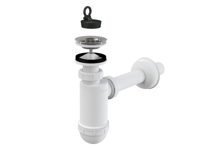 Сифон для умывальника с нержавеющей решетки Alcaplast O32 арт. A410-BL-01