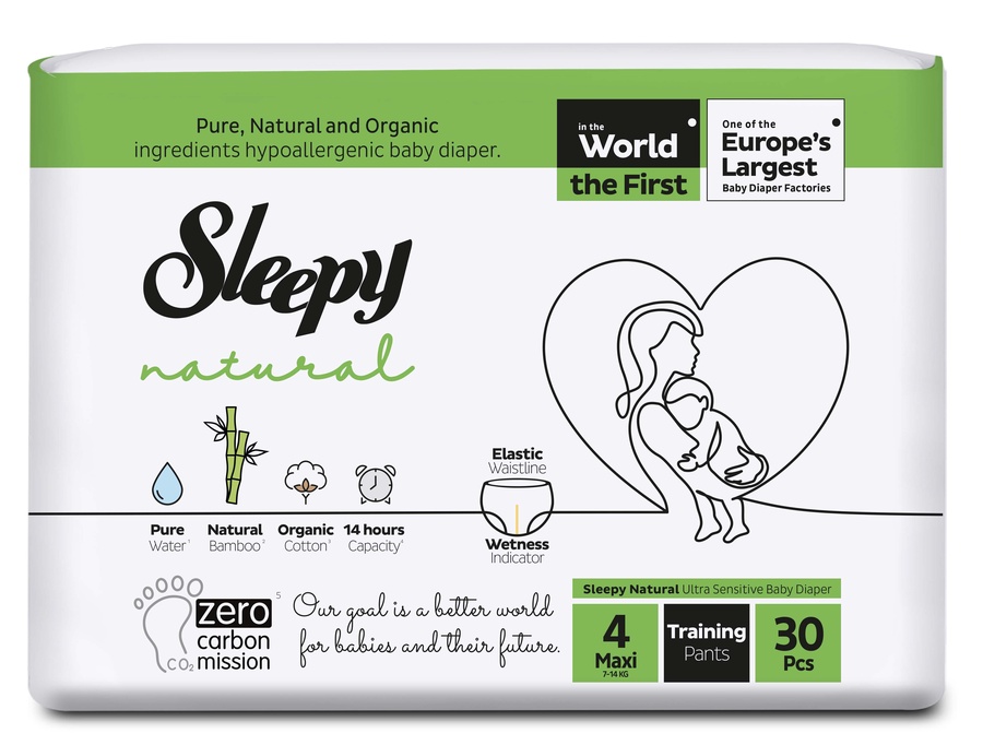 Детские подгузники-трусики, 30 шт Sleepy Natural Jumbo Pack Maxi-30 