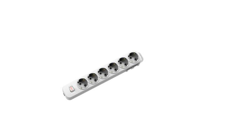 Колодка EL-BI Myra 6 гн c/з и выключателем, белая арт. 527-010200-602 
