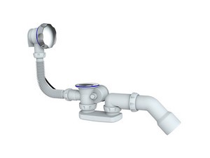 Сифон для ванны и глубокого поддона автомат с переливом и отводом д.40х 40/50, Unicorn (Сифон 1 1/2" для ванны с выпуском и переливом)