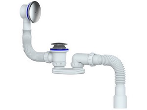 Сифон для ванны и глубокого поддона easyopen перелив хром.чашка нерж. отвод D40х40/50 400мм Unicorn (Сифон для ванны и душевого поддона (клик-клак))