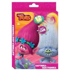 Пластилин 12цв. "Тролли", со стеком, европодвес 240гр.