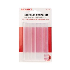 Стержни клеевые REXANT Ø 11 мм, 100 мм, прозрачные (6 шт./уп.) 