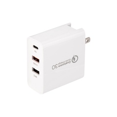 Зарядное устройство сетевое IPhone iPad REXANT 2xUSB+USB Type-С/переходник + адаптер белое 45В арт. 18-2214 