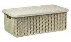 Коробка ВЯЗАНИЕ 3,0л с крышкой (белый ротанг)