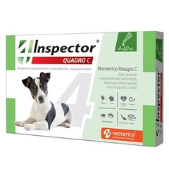 Капли от блох и клещей  Inspector Quadro С для собак от 4 до 10 кг