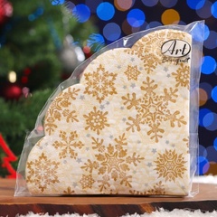 Салфетки бумажные Ф32 Art Bouquet Rondo Золотые снежинки на бежевом 12шт арт.02114 57527 