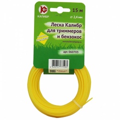 Леска триммерная Калибр Квадрат-2,4/15 желтая арт. 60703 
