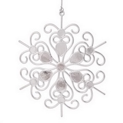 Украшение подвесн. Снежинка кружевная в серебре 14.5х14.5х0.3см арт. 77946 