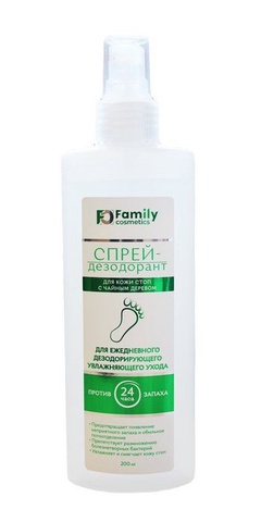 Дезодорант спрей для ног Family Cosmetics Чайное дерево 0,2л 