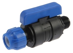 Кран шаровой компрессионный VALFEX ПНД цанга-наружная резьба, разборный 20х3/4" (48/12)