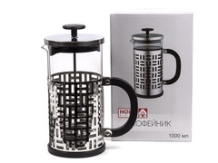 Кофейник с прессом стекло/ металл 1л арт. WY-S038A-1000 