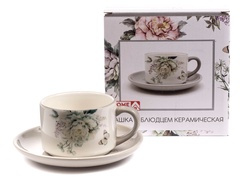 Чашка с блюдцем керам. Душистая роза 0.21л арт. HC126-NF211 