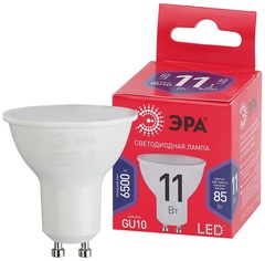 Лампочка светодиодная холодный дневной свет Эра Red line led арт.MR16-11W-865-GU10 R 