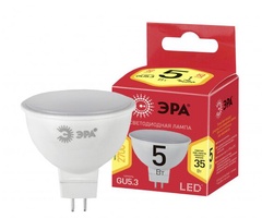 Лампочка светодиодная, ЭРА RED LINE LED MR16-5W-827-GU5,3R софит теплый белый свет Россия