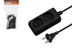 Удлинитель 1,5м (2 роз., 2,2кВт, б/з, ПВС 2х0,75) черный, Юпитер (ЮПИТЕР)