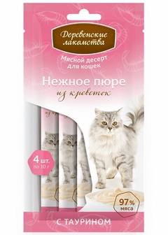 Лакомство для кошек с таурином "Нежное пюре" из креветки 40 гр. (4 шт. по 10 гр.) арт. 72588888 
