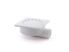 Сливной трап горизонтальный D 50 с сухим затвором, решетка пласт. 150х150 мм, белый, РосТурПлас (РосТурПласт)