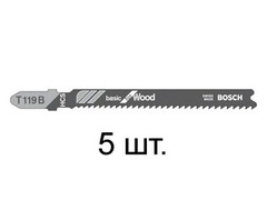 Пилка лобз. по дереву T119B (5 шт.) BOSCH (пропил прямой, тонкий, для базовых работ)